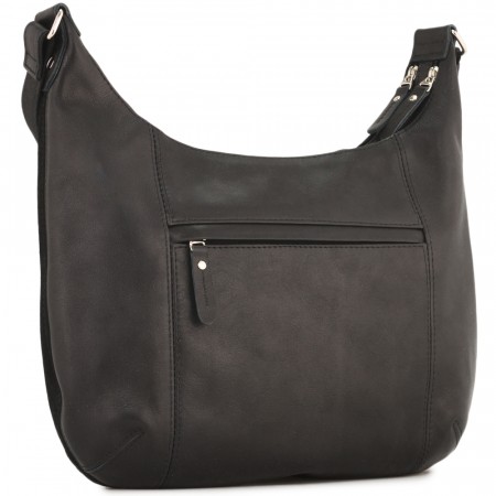 Женская кожаная сумка "Сабрина" с отделкой велюр (черная)