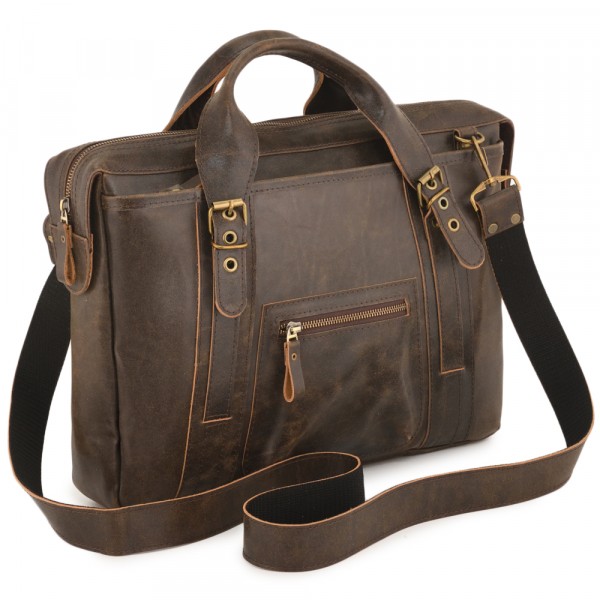 Кожаная деловая сумка "Доминик" (коричневая наппа). фото 1