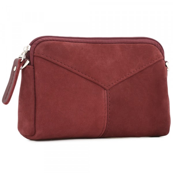  Кожаный клатч "Марта" (нубук вишня). фото 1