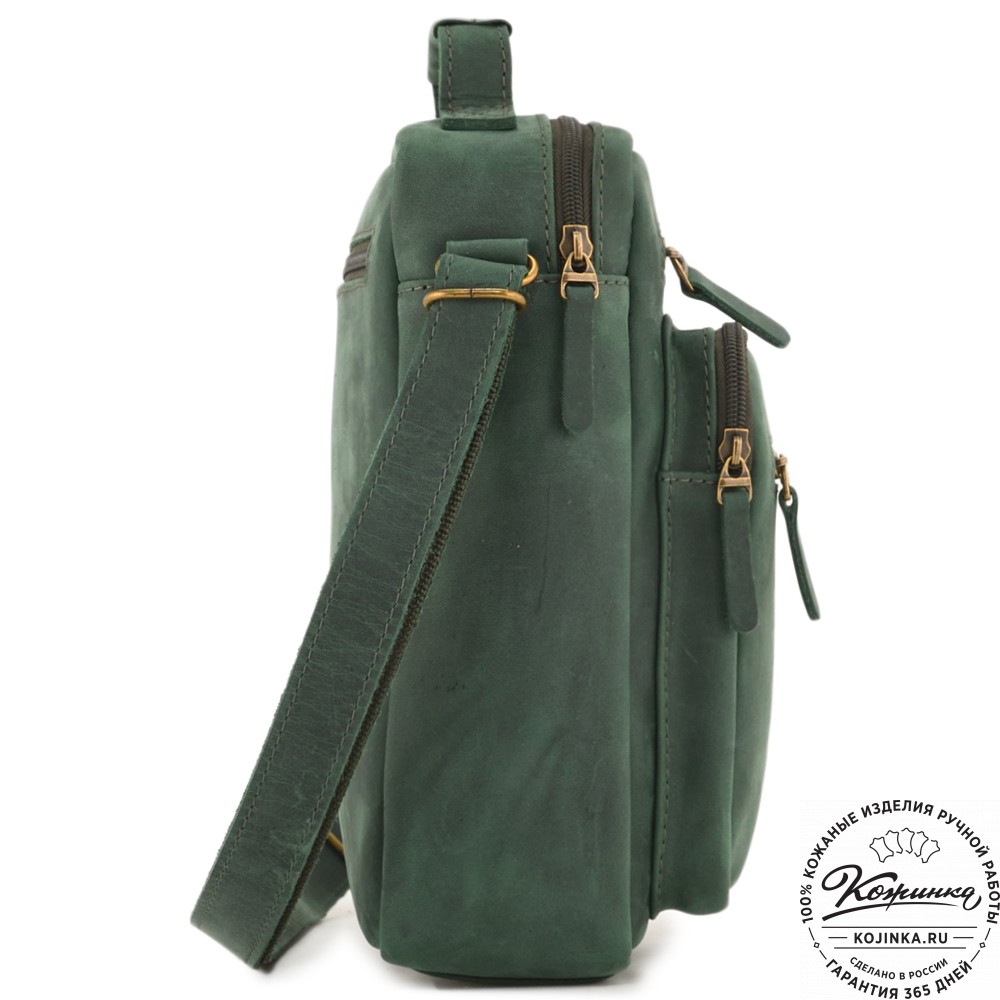  Мужская кожаная сумка "Гектор" (изумруд крейзи)
