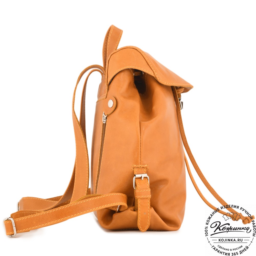  Женский кожаный рюкзак "Паулина" (желтый) 