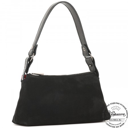 Женская кожаная сумка "Анталия" с косметичкой (черная)