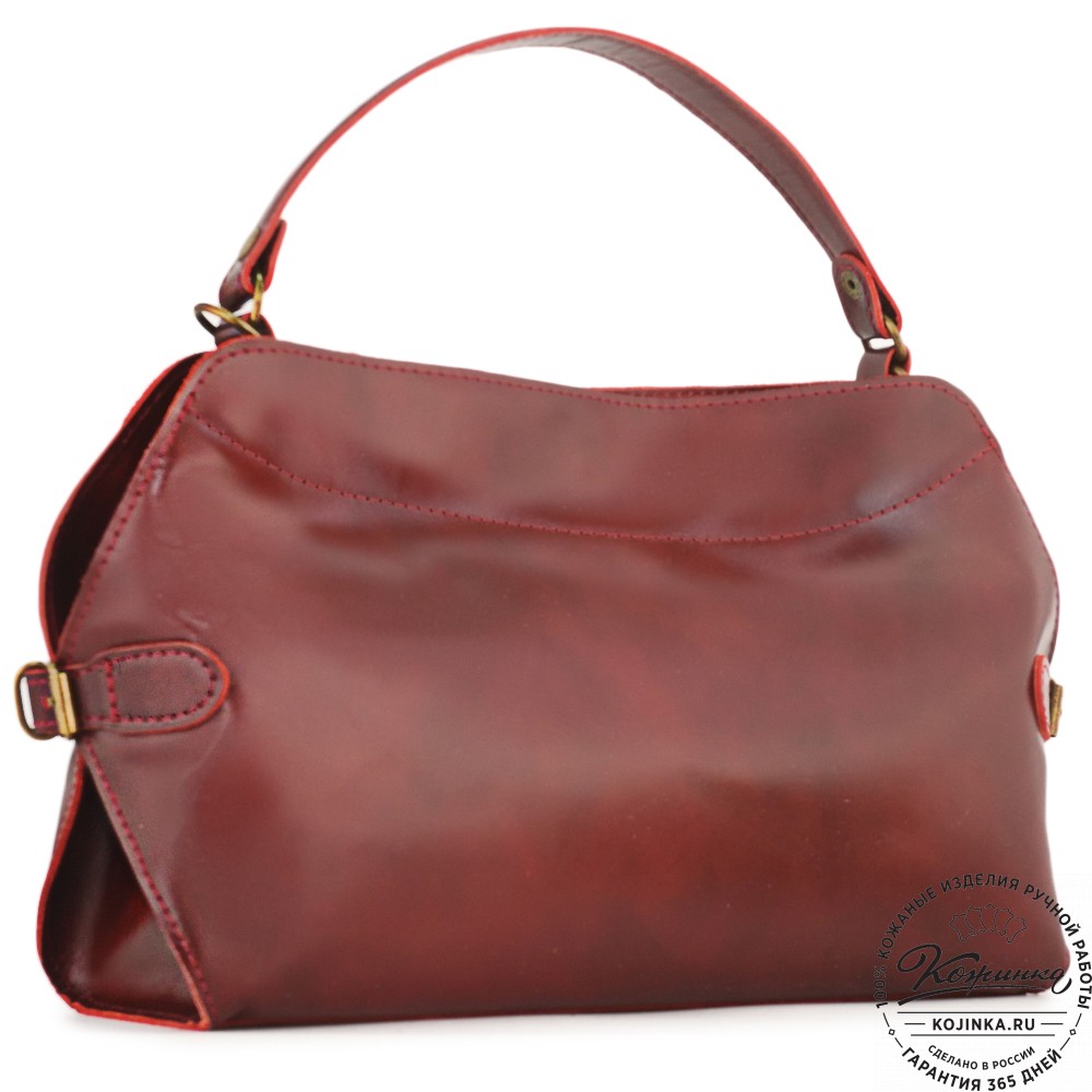 Женская кожаная сумка "Анталия" с косметичкой (вишня)