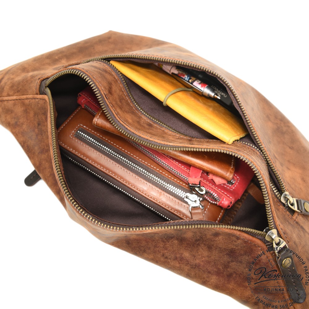 Кожаная сумка на пояс "Манчестер" (светло-коричневый) 