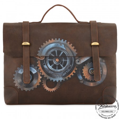 Кожаный портфель "Англетер" "Механизмы" (коричневый)