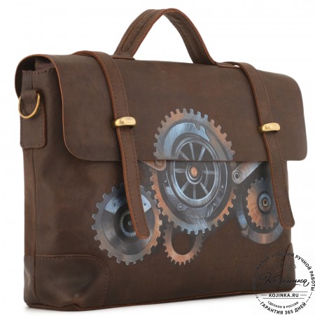 Кожаный портфель "Англетер" "Механизмы" (коричневый)