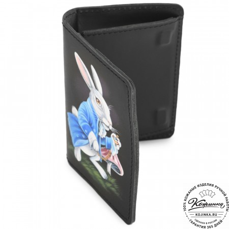 Кожаный бумажник для документов "Неаполь" "Алиса в стране чудес"