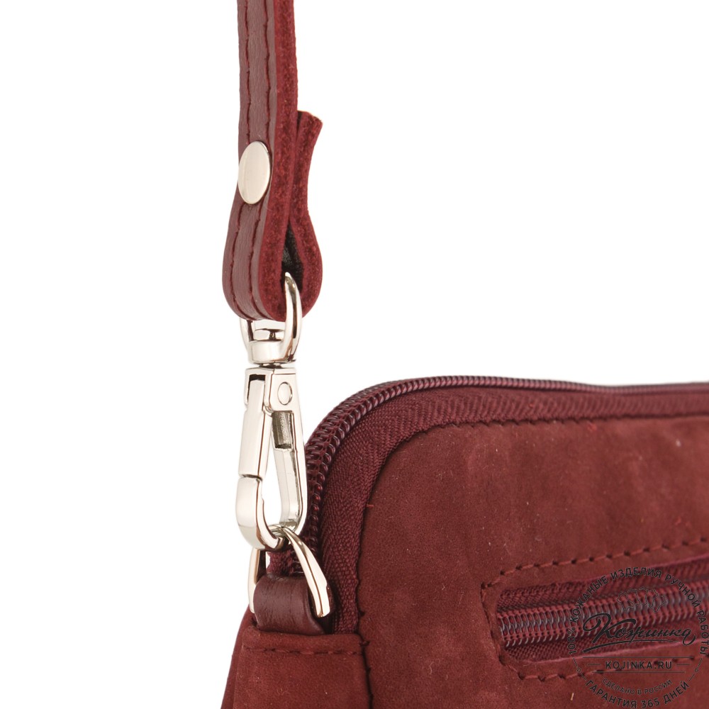  Кожаный клатч "Марта" (нубук вишня)