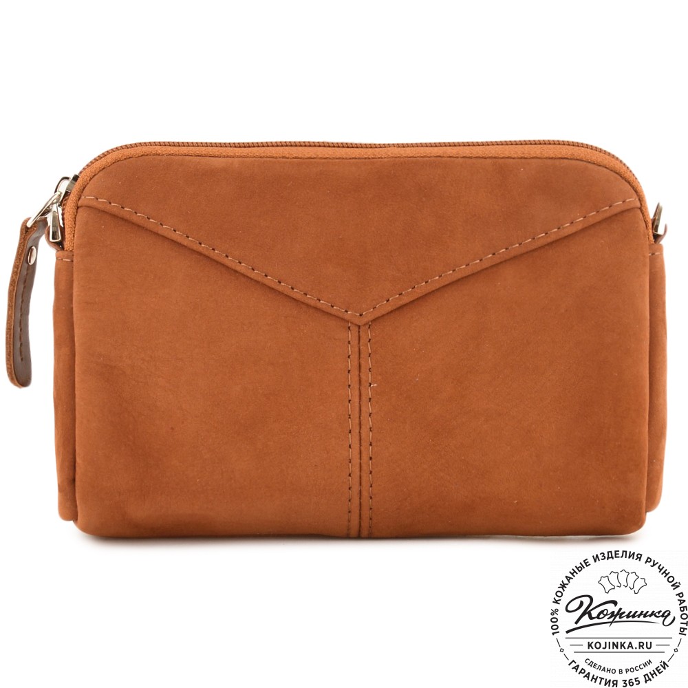  Кожаный клатч "Марта" (нубук рыжий)