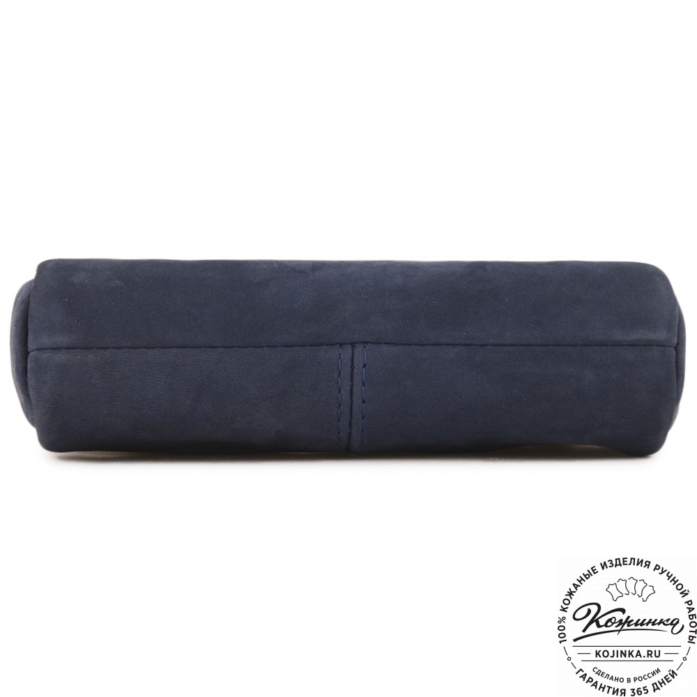  Кожаный клатч "Марта" (нубук синий)