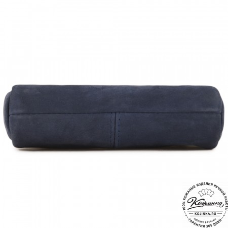  Кожаный клатч "Марта" (нубук синий)