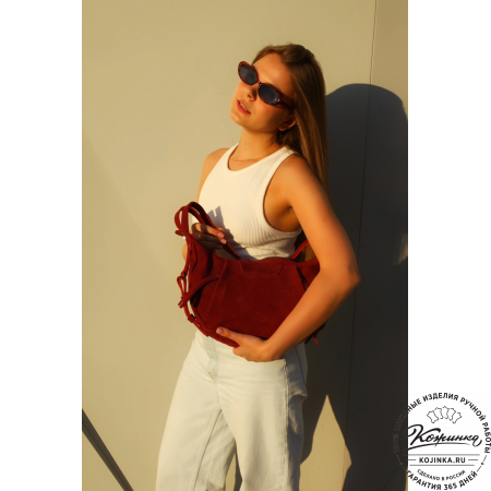 Женская кожаная сумка "Техас" (бордо нубук)
