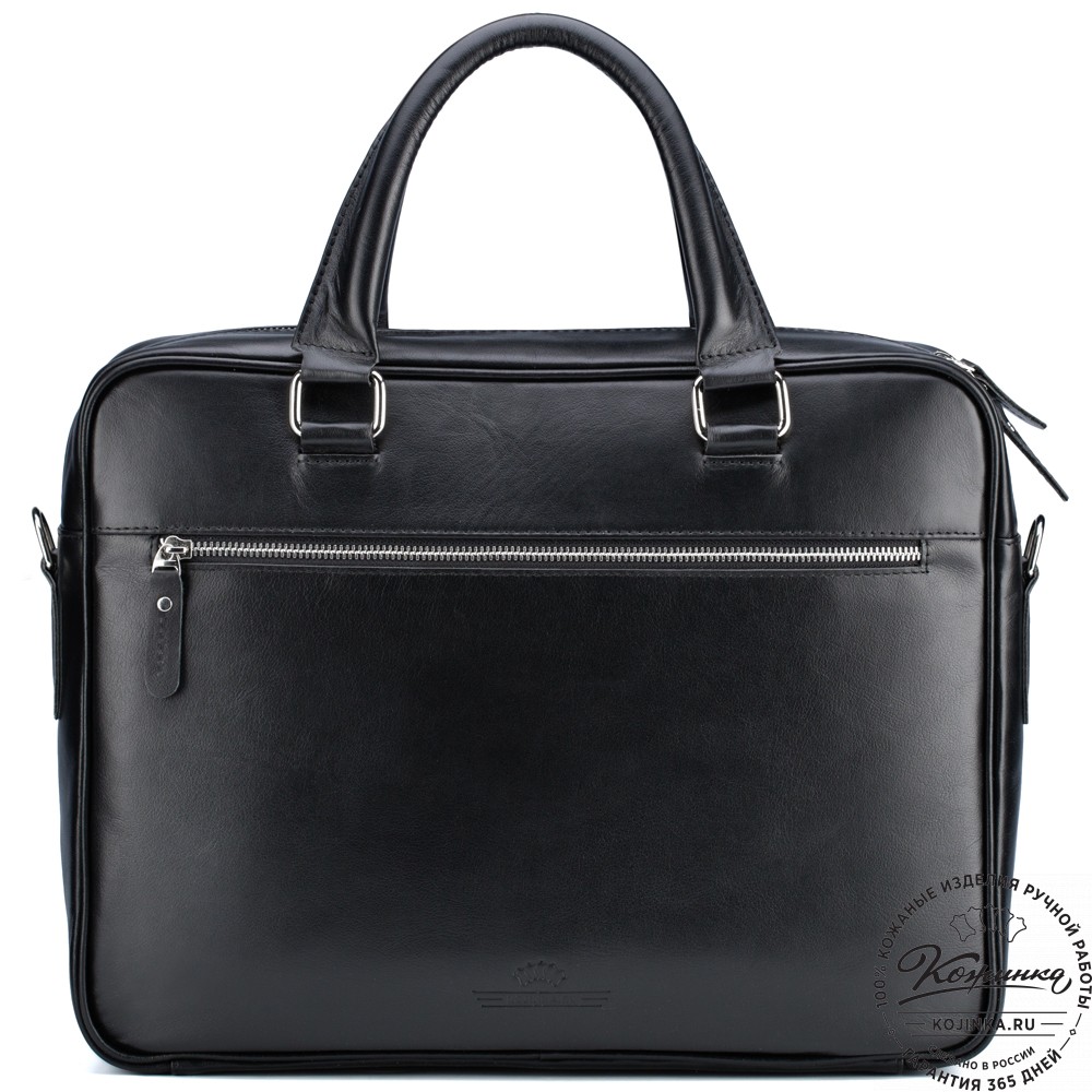 Кожаная деловая сумка "Гофман" (чёрная) 