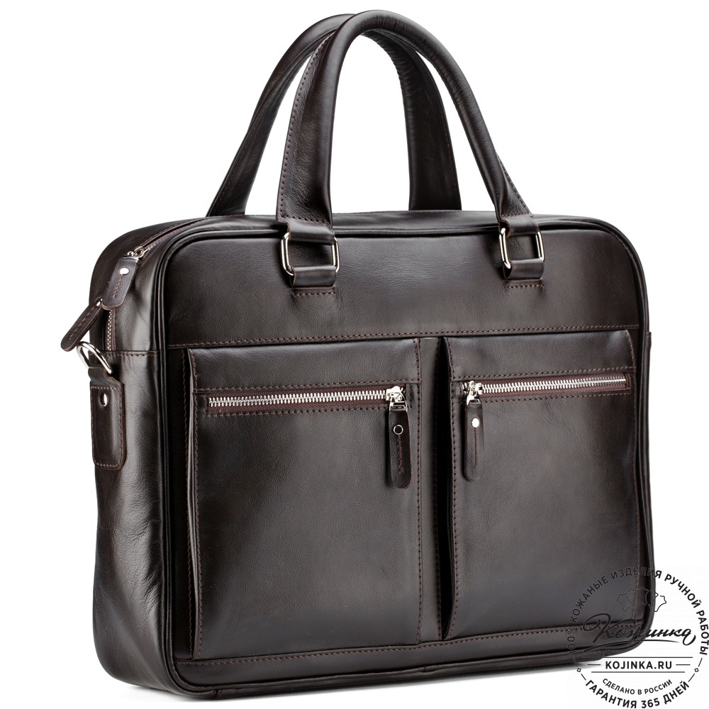 Кожаная деловая сумка "Гофман" (коричневая) 