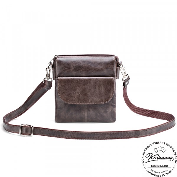Кожаная сумка "Вуди" (тёмно-коричневый антик). фото 1