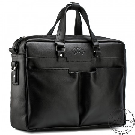 Кожаная деловая сумка "Хантер" (чёрная)