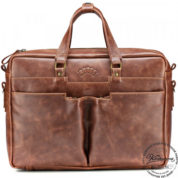 Кожаная деловая сумка "Хантер" (светло-коричневая). фото 1
