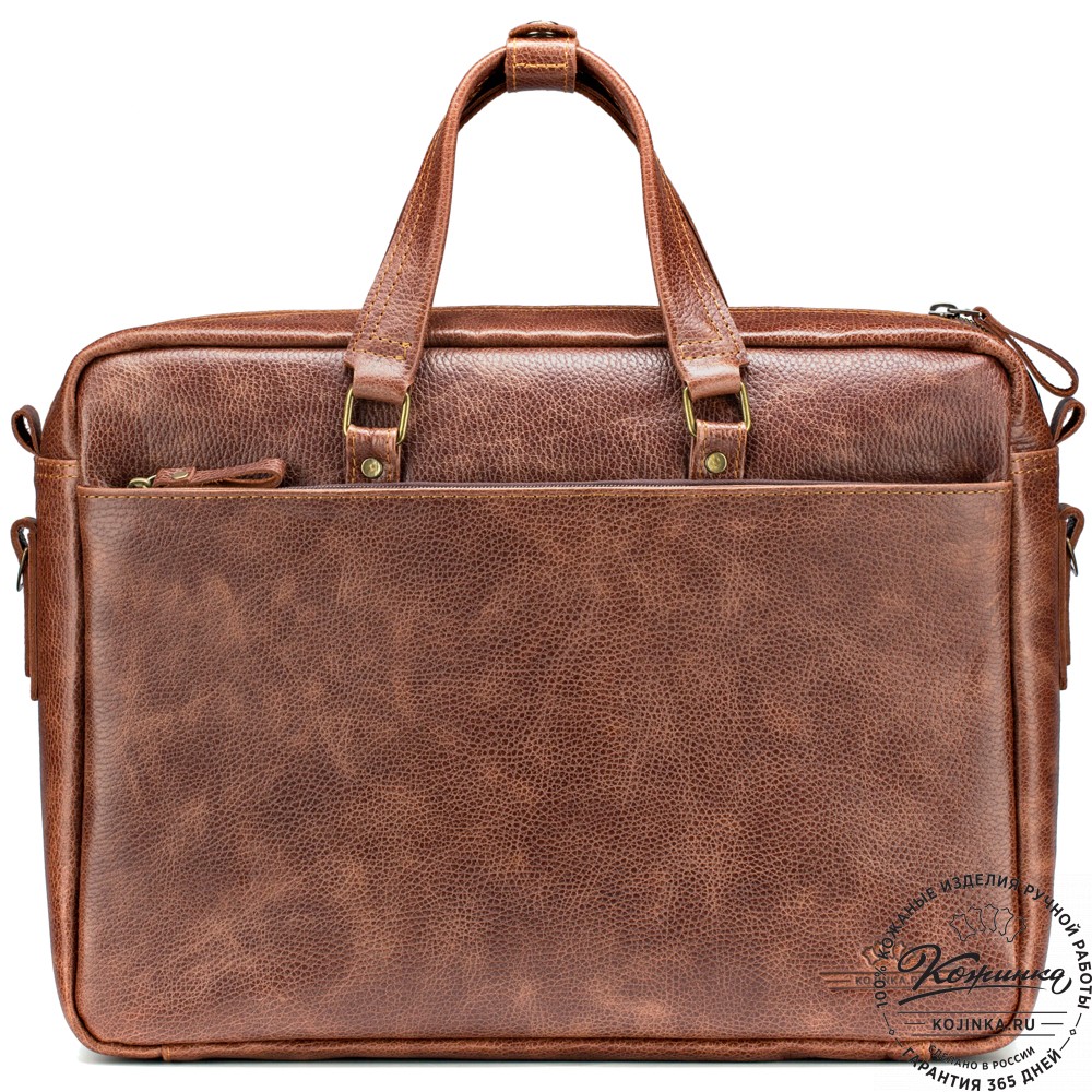 Кожаная деловая сумка "Хантер" (светло-коричневая)