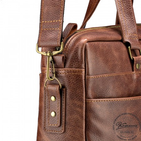 Кожаная деловая сумка "Хантер" (светло-коричневая)