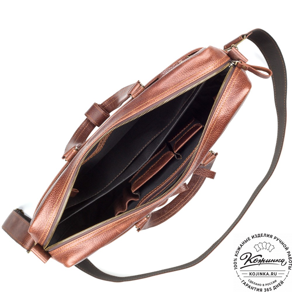 Кожаная деловая сумка "Хантер" (светло-коричневая)