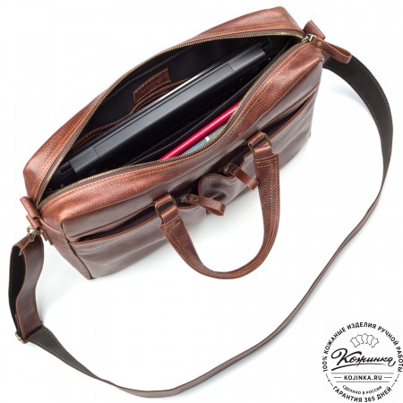 Кожаная деловая сумка "Хантер" (светло-коричневая)