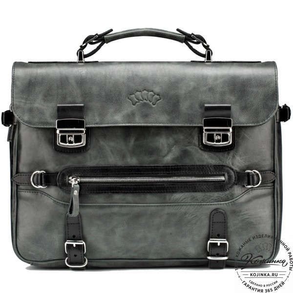 Кожаный портфель "Сталкер" (черный антик). фото 1