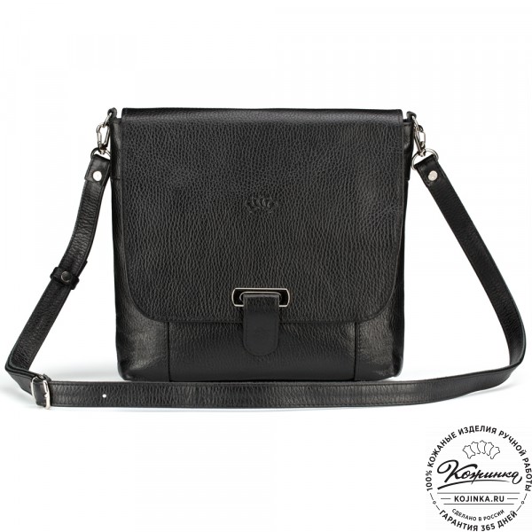Кожаная сумка "Дуглас" (чёрная). фото 1