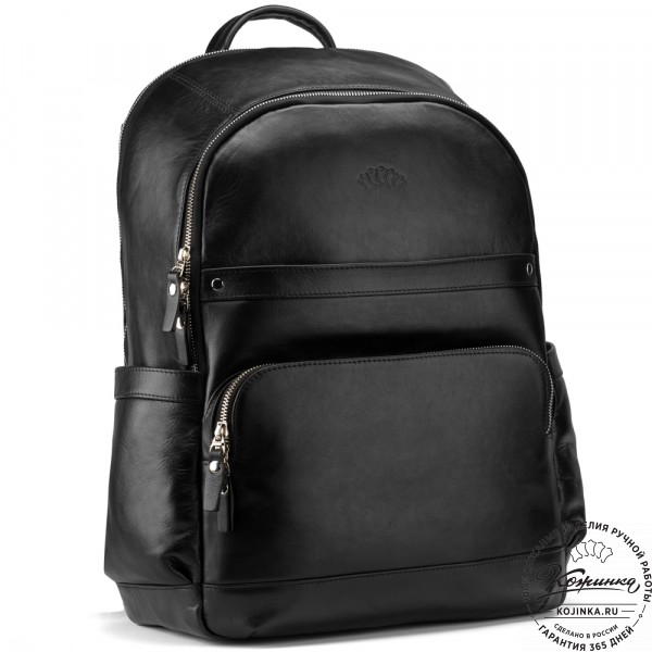 Кожаный рюкзак "Гудвин" (чёрный). фото 1