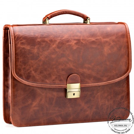 Кожаный портфель "Брест" (рыжий антик)