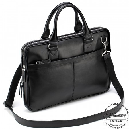 Кожаная деловая сумка "Кларк" (чёрная) 