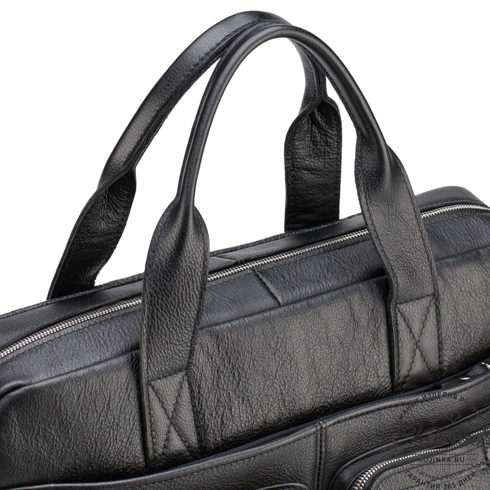 Кожаная деловая сумка "Гильермо" (чёрная) 