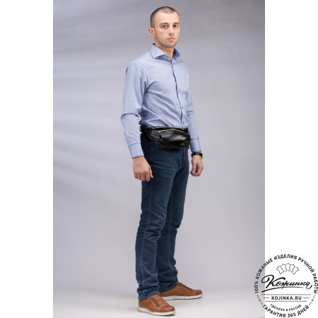 Кожаная сумка на пояс "Рики" (коричневая)