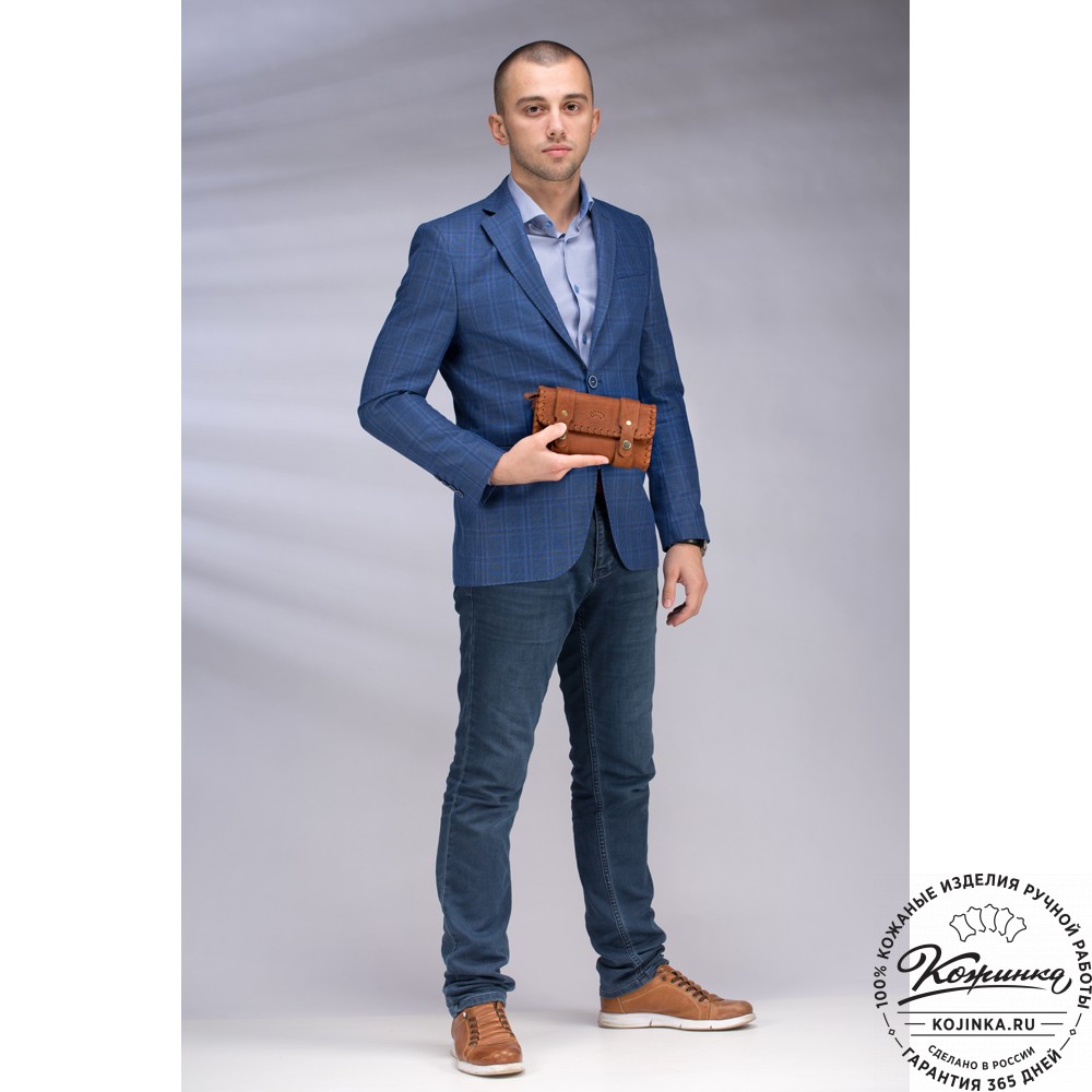 Кожаный клатч "Смит" (рыжий)