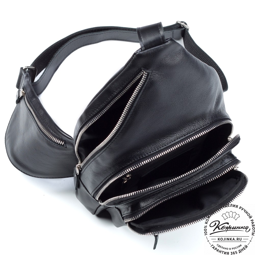 Кожаная нагрудная сумка "Аполлон" (чёрная)