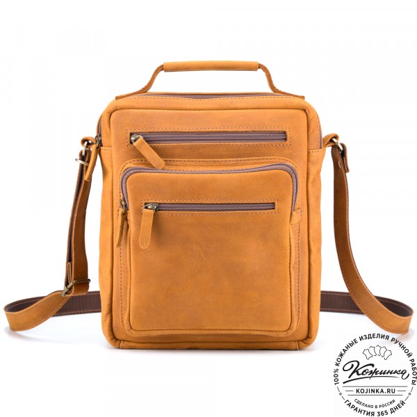 Кожаная сумка "Гектор" (рыжий крейзи). фото 1