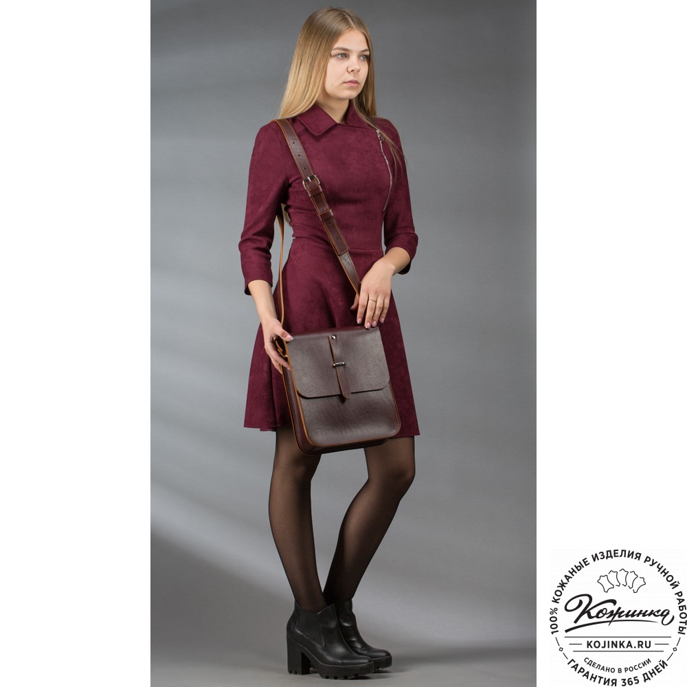 Кожаная сумка через плечо "Казань" (чёрная) 