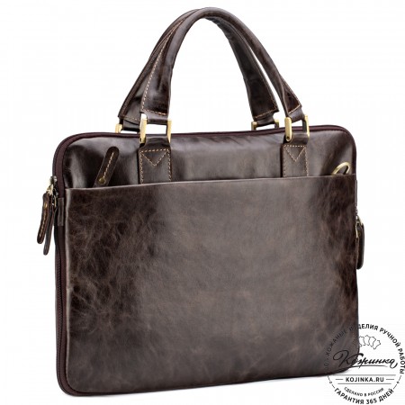 Кожаная деловая сумка "Ральф" (тёмно-коричневый антик) 