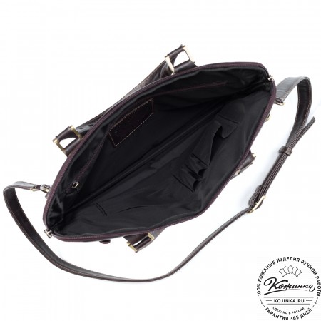 Кожаная деловая сумка "Ральф" (тёмно-коричневый антик) 