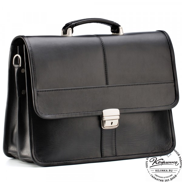 Кожаный портфель "Вильгельм" (чёрный). фото 1