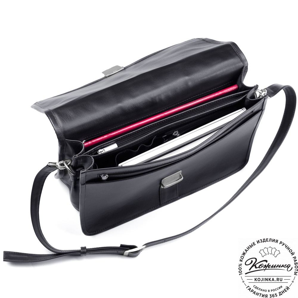 Кожаный портфель "Вильгельм" (чёрный)