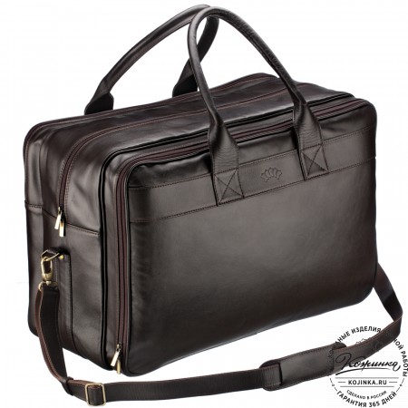Кожаная дорожная сумка с портпледом "Дилан" (коричневая) 
