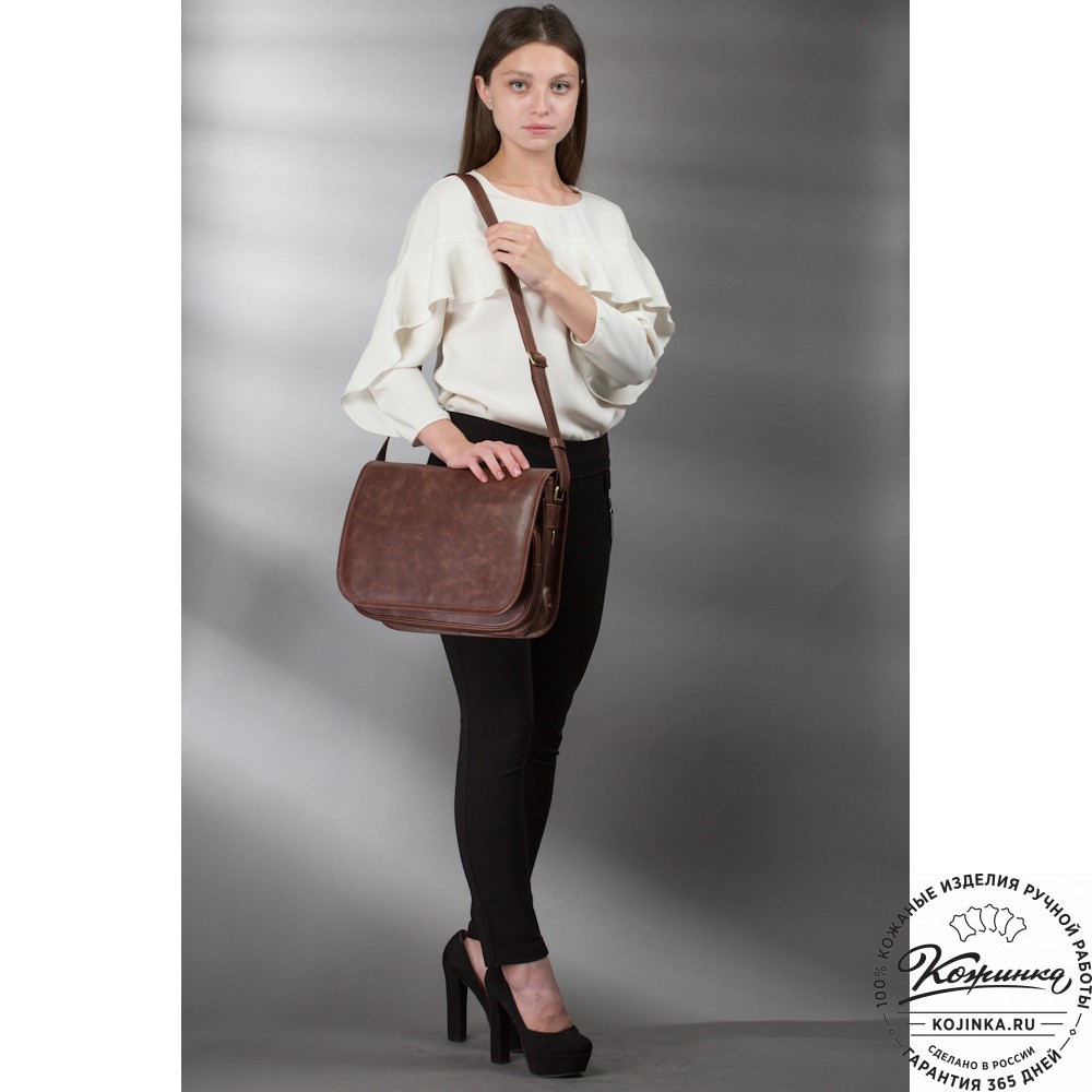 Кожаная сумка "Риана" (тёмно-коричневая)