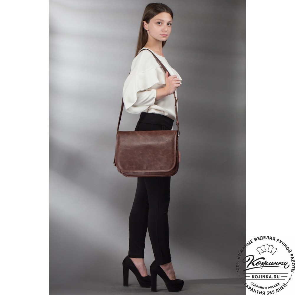 Кожаная сумка "Риана" (тёмно-коричневая)
