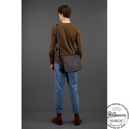 Кожаная сумка "Винсент" (синий  антик)