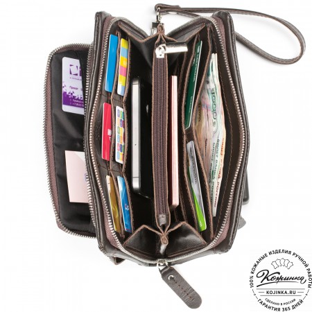 Кожаный клатч "Грэгори" (коричневый) 