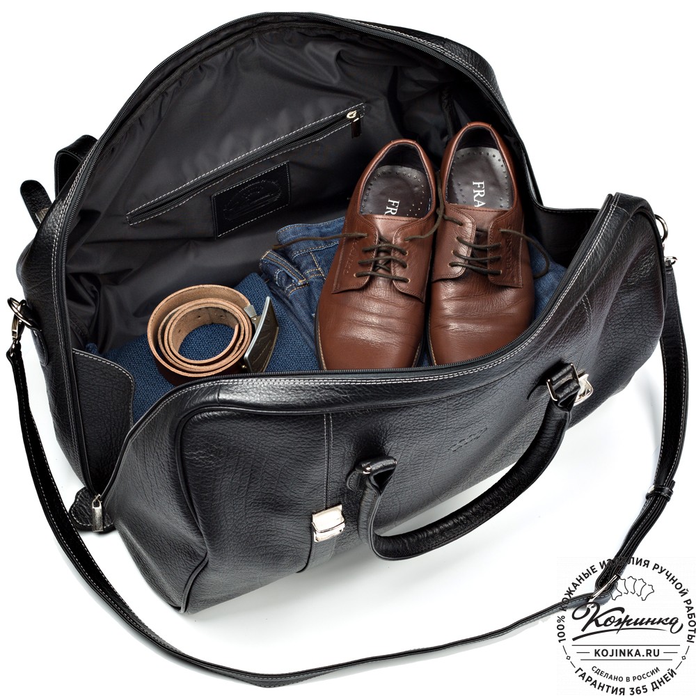 Кожаная дорожная сумка "Филипп" (чёрная)