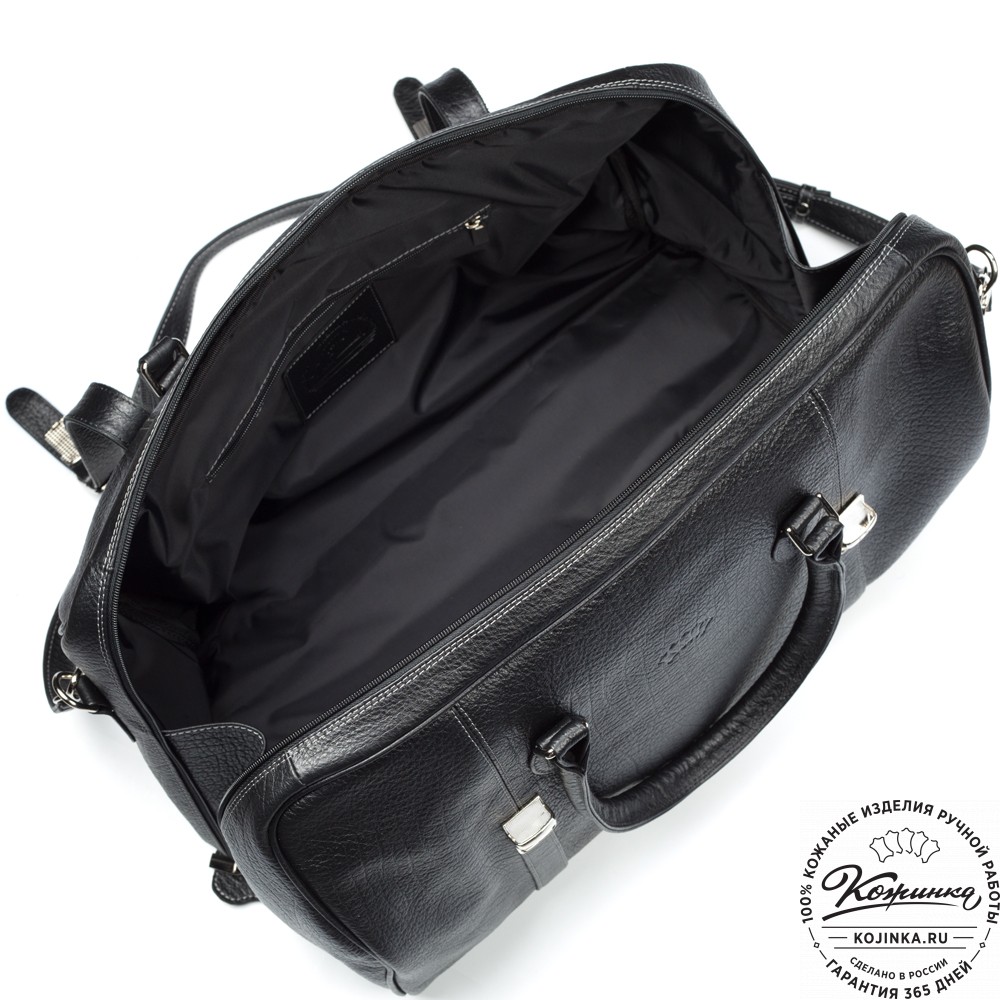 Кожаная дорожная сумка "Филипп" (чёрная)