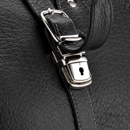 Кожаная дорожная сумка "Филипп" (чёрная)