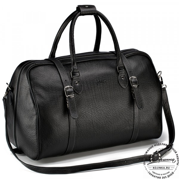 Кожаная дорожная сумка "Филипп" (чёрная). фото 1