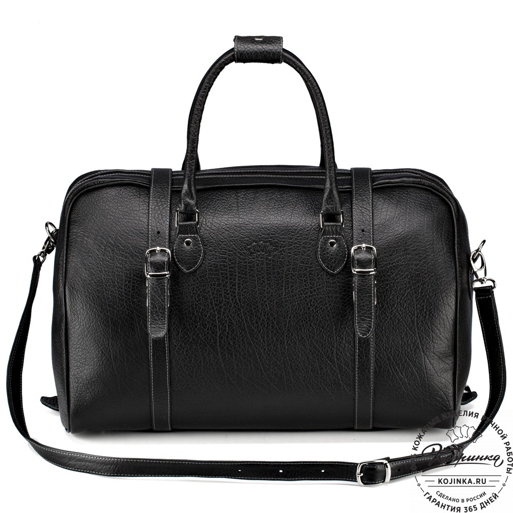 Кожаная дорожная сумка "Филипп" (чёрная)